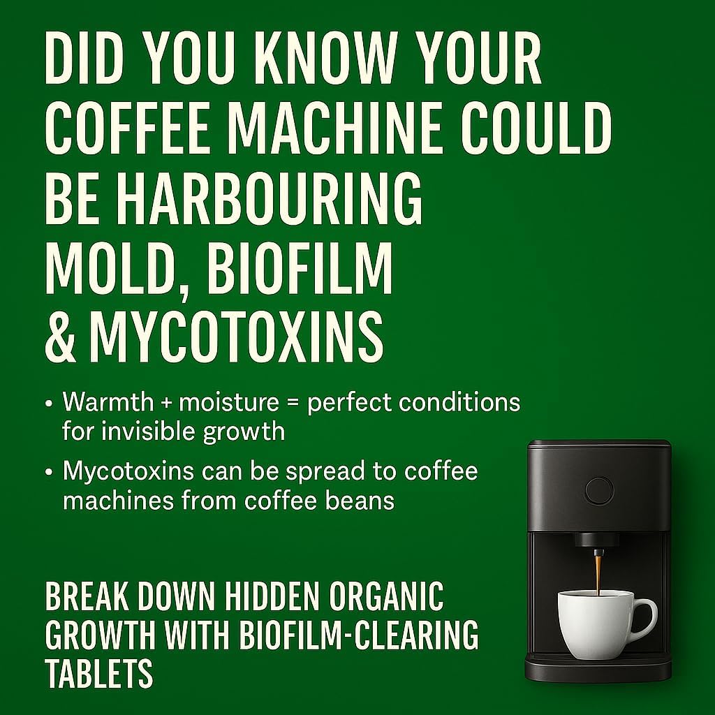 Coffee Mould & Biofilm Cleaning Tablets – 18 Pack | Coffee Machine Cleaner Tablets with Pomegranate, Malic Acid & Natural Surfactants | Foil Wrapped | 0% Bleach | Eco Formula
