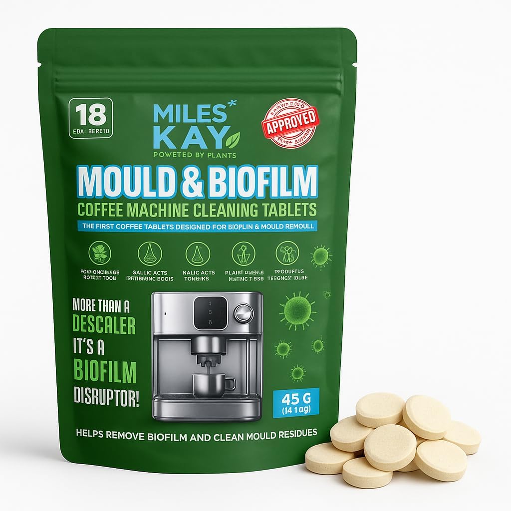 Coffee Mould & Biofilm Cleaning Tablets – 18 Pack | Coffee Machine Cleaner Tablets with Pomegranate, Malic Acid & Natural Surfactants | Foil Wrapped | 0% Bleach | Eco Formula