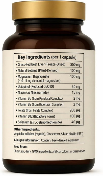 NZ Beef Liver Matrix – Grass Fed Beef Liver Capsules - 1 Capsule Dose (not 4-6) Includes Bio Available B12, and Amplified Ingredients