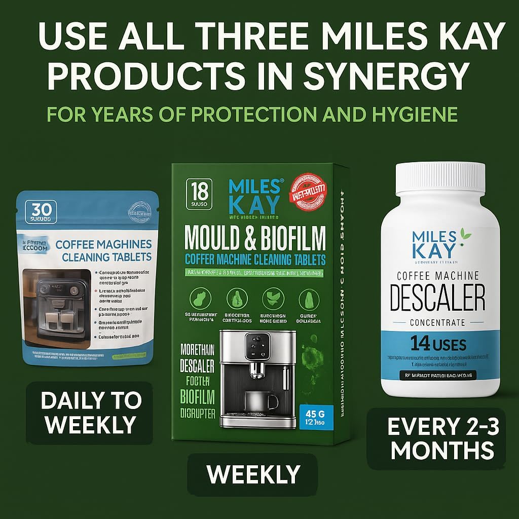 Coffee Mould & Biofilm Cleaning Tablets – 18 Pack | Coffee Machine Cleaner Tablets with Pomegranate, Malic Acid & Natural Surfactants | Foil Wrapped | 0% Bleach | Eco Formula