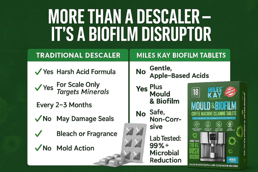 Coffee Mould & Biofilm Cleaning Tablets – 18 Pack | Coffee Machine Cleaner Tablets with Pomegranate, Malic Acid & Natural Surfactants | Foil Wrapped | 0% Bleach | Eco Formula