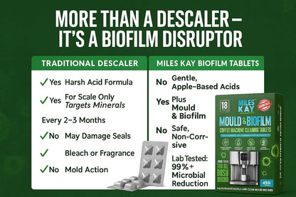 Coffee Mould & Biofilm Cleaning Tablets – 18 Pack | Coffee Machine Cleaner Tablets with Pomegranate, Malic Acid & Natural Surfactants | Foil Wrapped | 0% Bleach | Eco Formula