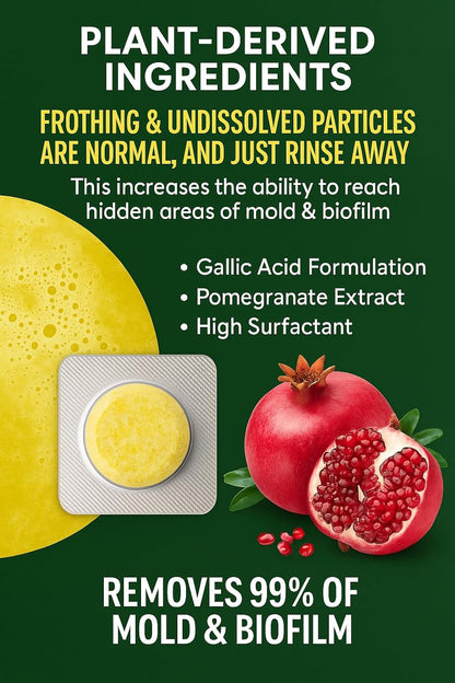 Coffee Mould & Biofilm Cleaning Tablets – 18 Pack | Coffee Machine Cleaner Tablets with Pomegranate, Malic Acid & Natural Surfactants | Foil Wrapped | 0% Bleach | Eco Formula