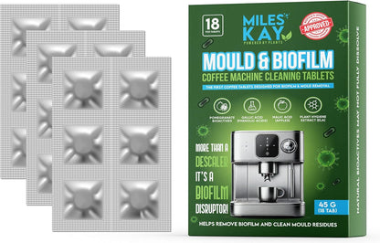 Coffee Mould & Biofilm Cleaning Tablets – 18 Pack | Coffee Machine Cleaner Tablets with Pomegranate, Malic Acid & Natural Surfactants | Foil Wrapped | 0% Bleach | Eco Formula