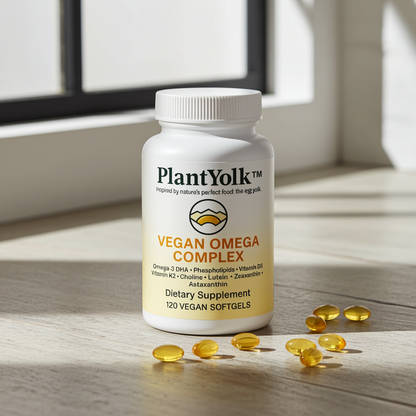 Vegan Omega 3 + D3, Choline, Lutein and Zeaxanthin + astaxanthin + DHA + EPA from Algal Oil - Eye and Brain Support | 120 Capsules