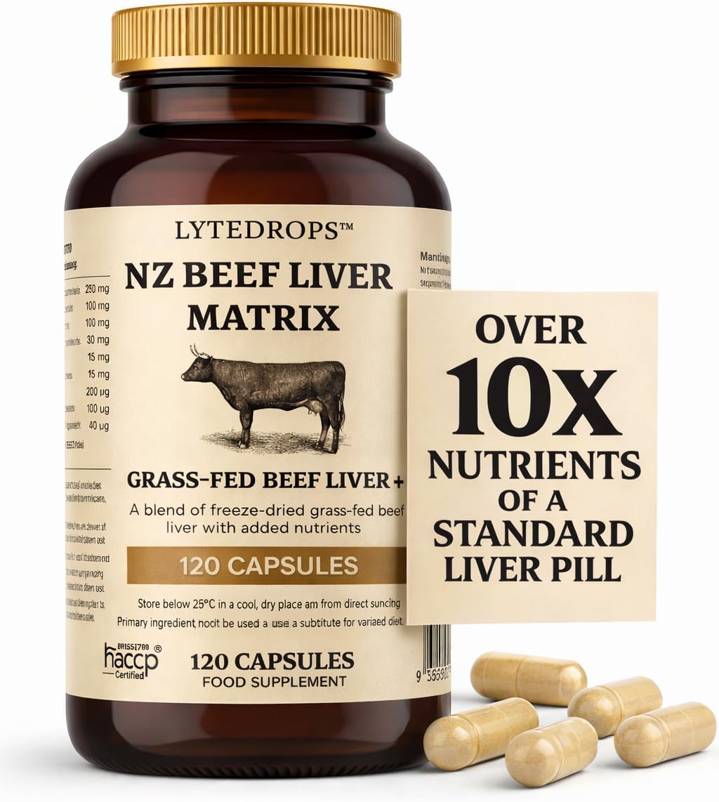 NZ Beef Liver Matrix – Grass Fed Beef Liver Capsules - 1 Capsule Dose (not 4-6) Includes Bio Available B12, and Amplified Ingredients